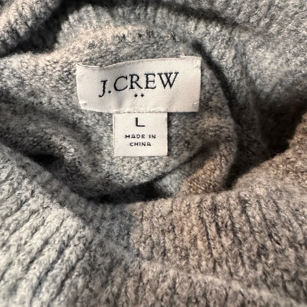 J. Crew Heather Gray and White Striped Knit Turtleneck Sweater Dress size Large